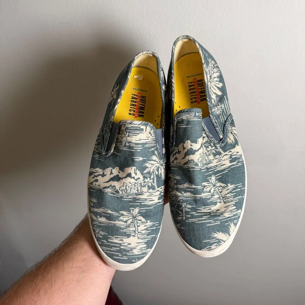SeaVees Baja Slip On Beachcomber Hoffman California Fabrics Mens 12 Blue Print